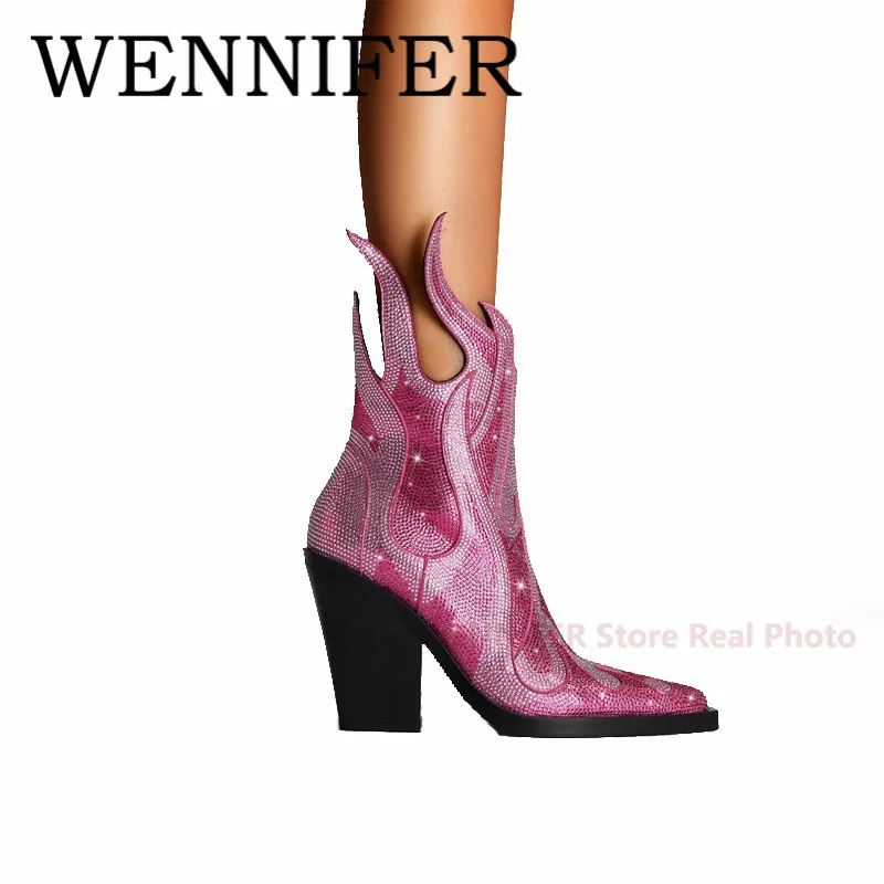 Autumn Winter Women Crystal Chelsea Boots Pointed Toe High Stiletto Heeled Ankle Boots Ladies Night Party Cowboy Booties Mujer
Autumn Winter Women Crystal Chelsea Boots Pointed Toe High Stiletto Heeled Ankle Boots Ladies Night Party Cowboy Booties Mujer