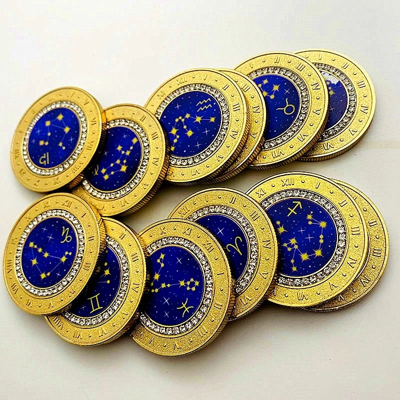 Twelve Constellations Gold Plated Zodiac Blue Collectible Coins Souvenir Coin Set With Rhinestones Crafts Home Decor Collection
Twelve Constellations Gold Plated Zodiac Blue Collectible Coins Souvenir Coin Set With Rhinestones Crafts Home Decor Collection