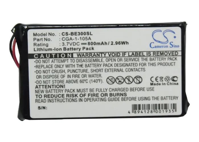 CS 800mAh Battery For Casio CGA-1-105A Casio Cassiopeia BE-300 Cassiopeia BE-500
CS 800mAh Battery For Casio CGA-1-105A Casio Cassiopeia BE-300 Cassiopeia BE-500