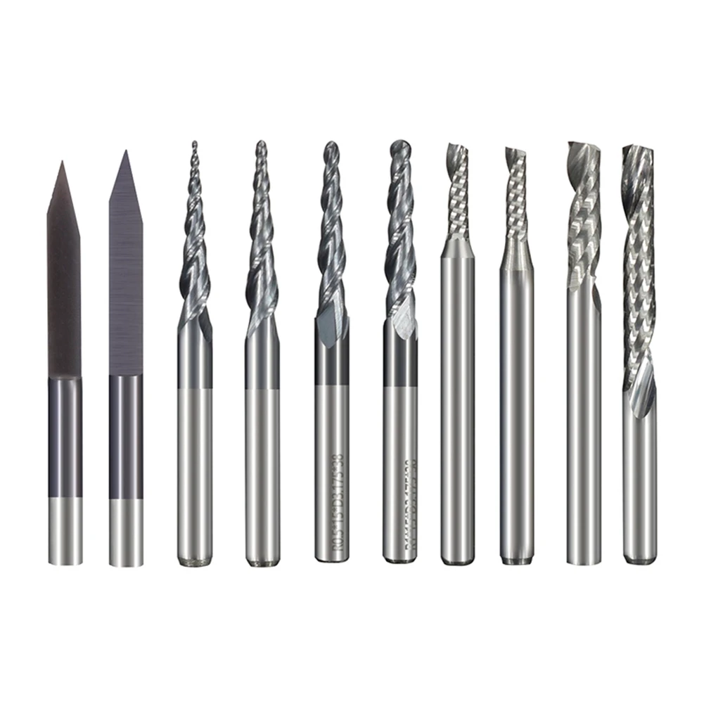 Milling Cutter 10Pcs 3.175mm Shank Solid Carbide Engraving Bits CNC Router Bits for Carving Carbide End Mill
Milling Cutter 10Pcs 3.175mm Shank Solid Carbide Engraving Bits CNC Router Bits for Carving Carbide End Mill