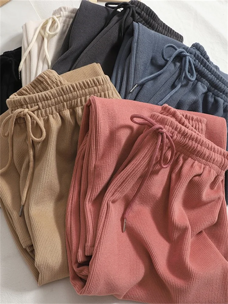 

Pants Women Wide Leg Streetwear Elastic Waist Drawstring Loose Korean Trousers Autumn Winter 2023 Straight Clothes