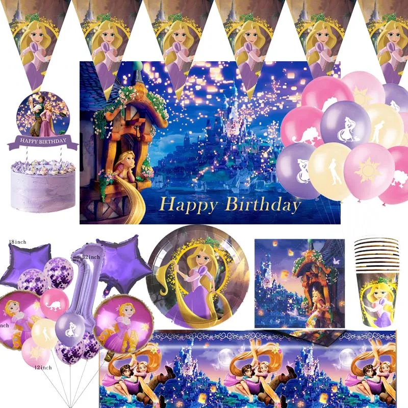 Rapunzel Birthday Party Supplies Tableware Disposable Plate Cup Napkin Tangled Balloon Baby Shower Decoration Flag Cake Decor
Rapunzel Birthday Party Supplies Tableware Disposable Plate Cup Napkin Tangled Balloon Baby Shower Decoration Flag Cake Decor