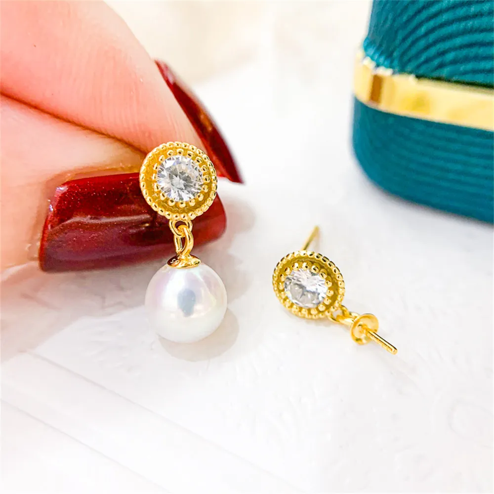 DIY Pearl Earnail Accessories S925 Sterling Silver Jewelry Fashion Earrings Women's Empty Fit 7-12mm Beads
DIY Pearl Earnail Accessories S925 Sterling Silver Jewelry Fashion Earrings Women's Empty Fit 7-12mm Beads