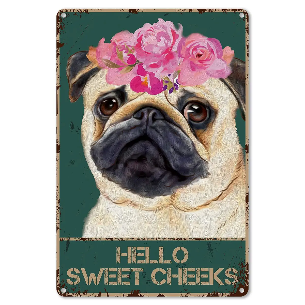 Quote Metal Tin Sign Wall Decor - Vintage Hello Sweet Cheeks Dog Foral Tin Sign for Toilet Bathroom Washroom Decor Gifts
Quote Metal Tin Sign Wall Decor - Vintage Hello Sweet Cheeks Dog Foral Tin Sign for Toilet Bathroom Washroom Decor Gifts