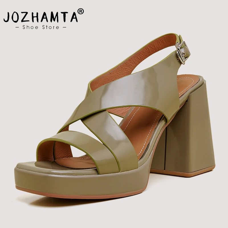 

Сандалии JOZHAMTA женские из натуральной кожи, римские туфли на очень высоком каблуке, туфли на платформе с пряжкой, элегантные, размеры 34-40, лето 2023