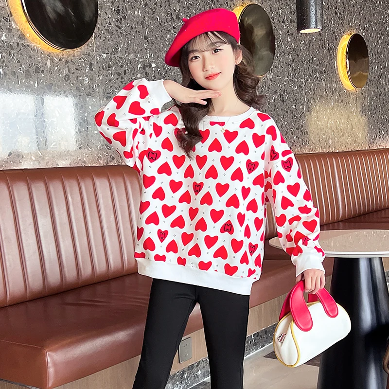Teen Girls Heart Print Drop Shoulder Sweatshirt 2022 Autumn New Long Sleeved Pullover Tops Children Clothes 6yrs To 14yrs
Teen Girls Heart Print Drop Shoulder Sweatshirt 2022 Autumn New Long Sleeved Pullover Tops Children Clothes 6yrs To 14yrs