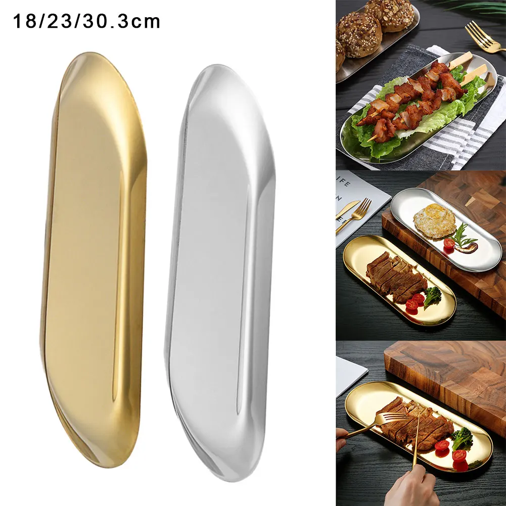 1 Pc Stainless Steel Oval Plate Tray Creative-Restaurant Dessert Plate Towel Tray Silver Gold For Household Tableware Supplies
1 Pc Stainless Steel Oval Plate Tray Creative-Restaurant Dessert Plate Towel Tray Silver Gold For Household Tableware Supplies