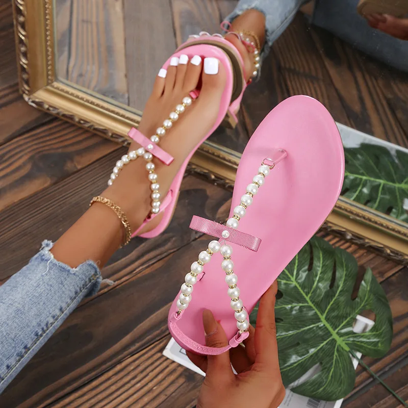 2022 Summer Women Sandals Flat Clip-toe Pearl String Sandals Plus Size Women Shoes 43 Trendy Beach Pink Shoes Slip-On
2022 Summer Women Sandals Flat Clip-toe Pearl String Sandals Plus Size Women Shoes 43 Trendy Beach Pink Shoes Slip-On