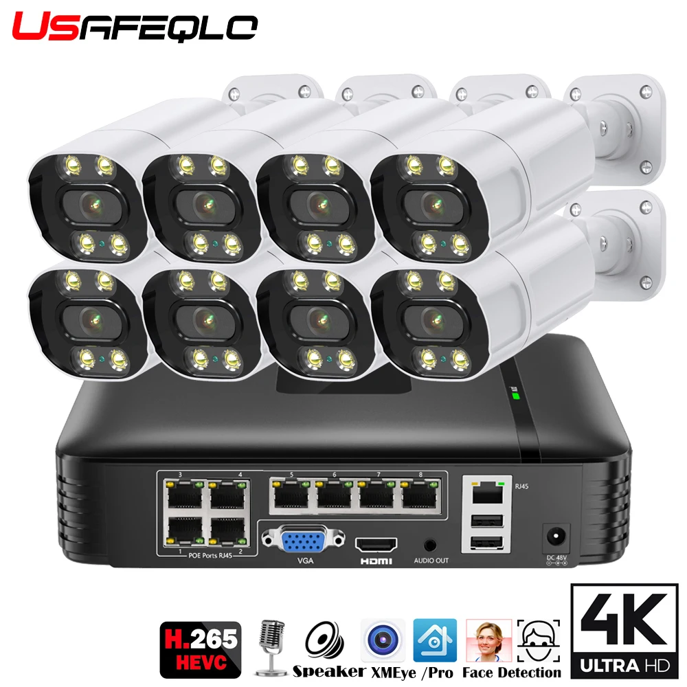 

Комплект наружного видеонаблюдения, 4-канальный сетевой видеорегистратор, 4 МП, 8 Мп, POE, 8 Мп, NVR, H.265, P2P
