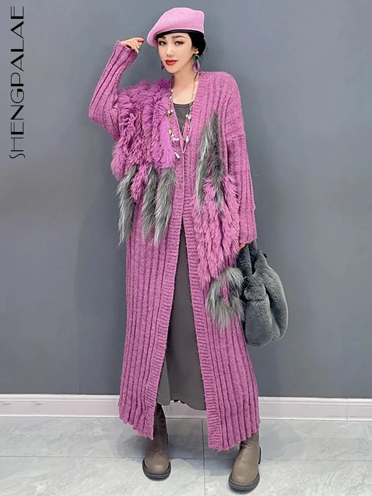 SHENGPALAE Temperament Plush Spliced Knit Cardigan For Women Winter 2023 New Fashion V-neck Full Sleeve Long Sweater Coat 5R7992
SHENGPALAE Temperament Plush Spliced Knit Cardigan For Women Winter 2023 New Fashion V-neck Full Sleeve Long Sweater Coat 5R7992