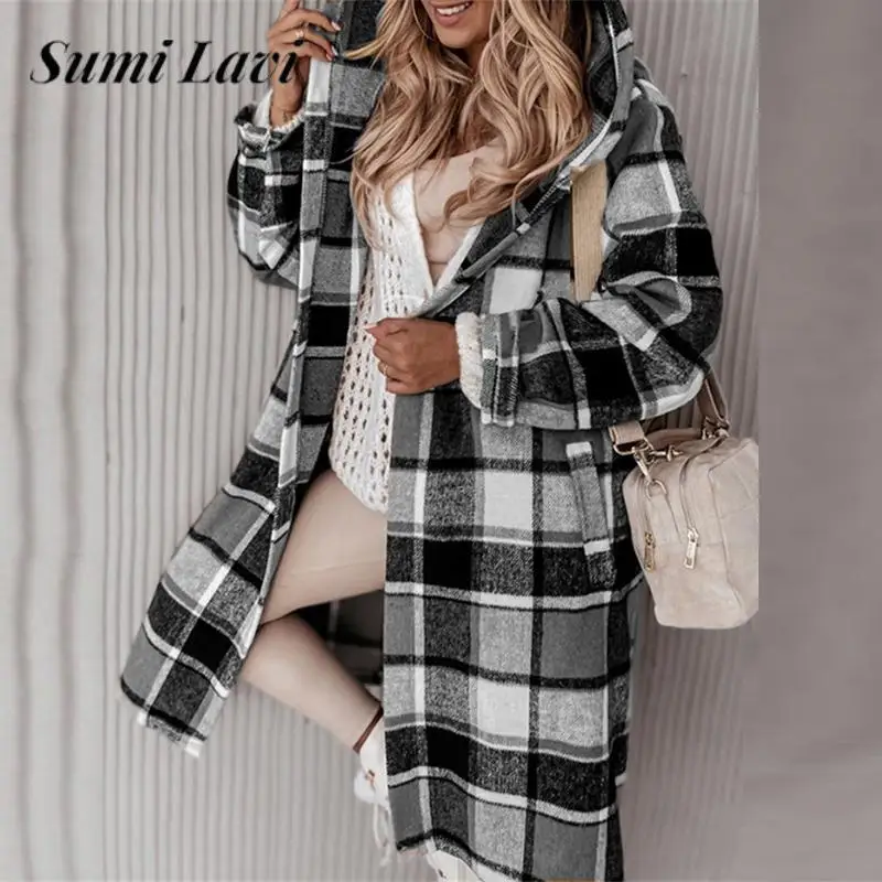 All-match Autumn Thickened Hoodie Jackets Women Fashion Plaid Long Cardigan Shirt Casual Ladies Long Sleeve Pocket Trench Coats
All-match Autumn Thickened Hoodie Jackets Women Fashion Plaid Long Cardigan Shirt Casual Ladies Long Sleeve Pocket Trench Coats
