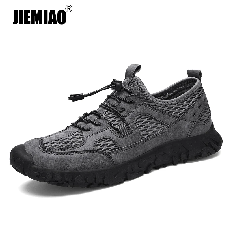 

JIEMIAO Outdoor Mesh Breathable Hiking Shoes Men Trekking Shoes Anti-Slip Mountain Climbing Sport Shoes Walking Jogging Sneakers