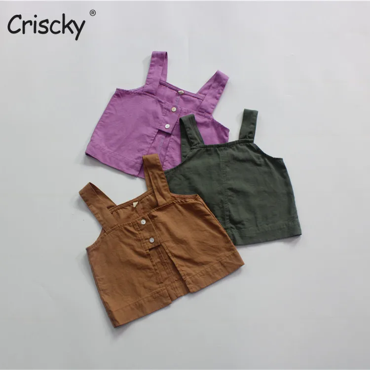 Criscky Summer Girls Halter Sleeveless Solid Color Tshirt Tees Kids Children Tops Baby Girl Cotton Linen Casual Clothes Tshirt
Criscky Summer Girls Halter Sleeveless Solid Color Tshirt Tees Kids Children Tops Baby Girl Cotton Linen Casual Clothes Tshirt