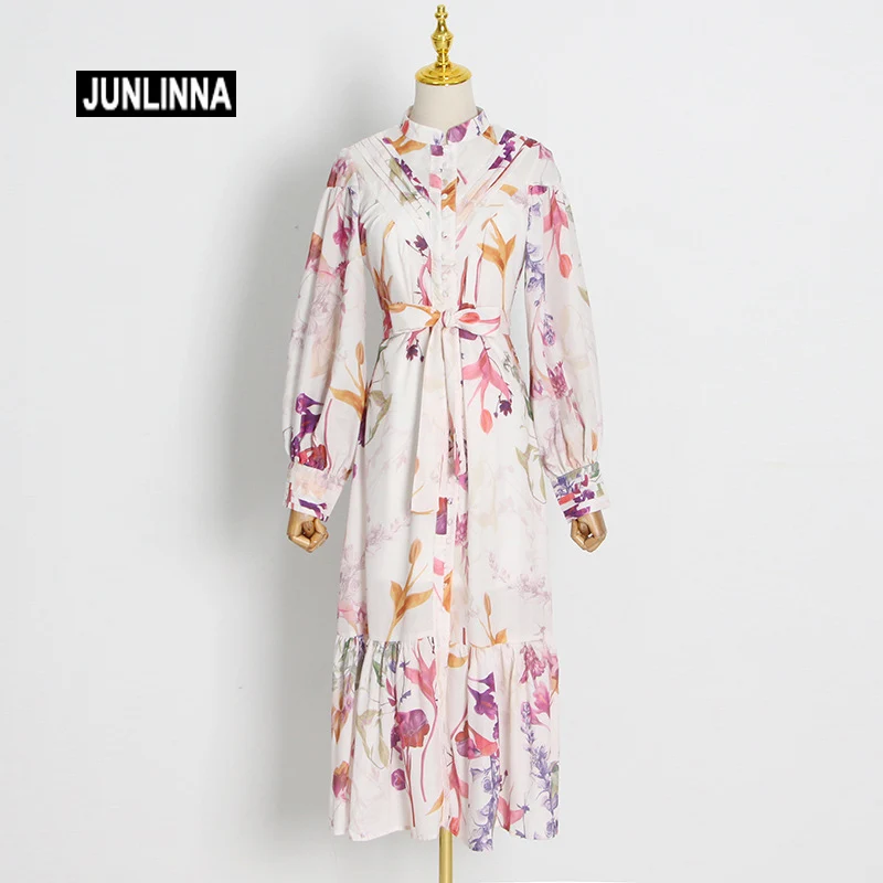 JUNLINNA Autumn New Women Party Holiday Dress Fashion Flower Printed Ruffles Patchwork Long Vestidos Casual Sashes Sliming
JUNLINNA Autumn New Women Party Holiday Dress Fashion Flower Printed Ruffles Patchwork Long Vestidos Casual Sashes Sliming