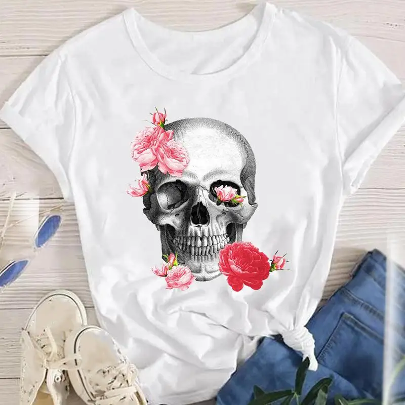 Short Sleeve Skull Spring 90s Style Women O-neck Print Tops Lady Clothes Tee Female Ladies Summer Fashion Tshirt Graphic T-Shirt
Short Sleeve Skull Spring 90s Style Women O-neck Print Tops Lady Clothes Tee Female Ladies Summer Fashion Tshirt Graphic T-Shirt