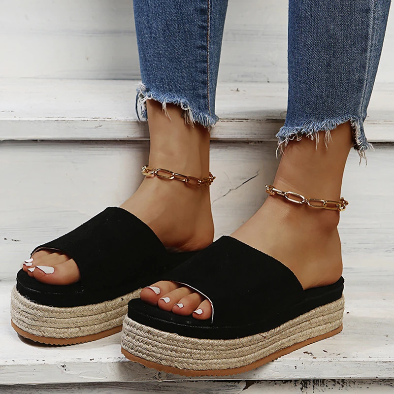 Suede Platform Shoes Women Woven Edge Fish Mouth Shoes Summer Sandals Women Increase In Height Slippers Beach Dress wedge Slides
Suede Platform Shoes Women Woven Edge Fish Mouth Shoes Summer Sandals Women Increase In Height Slippers Beach Dress wedge Slides