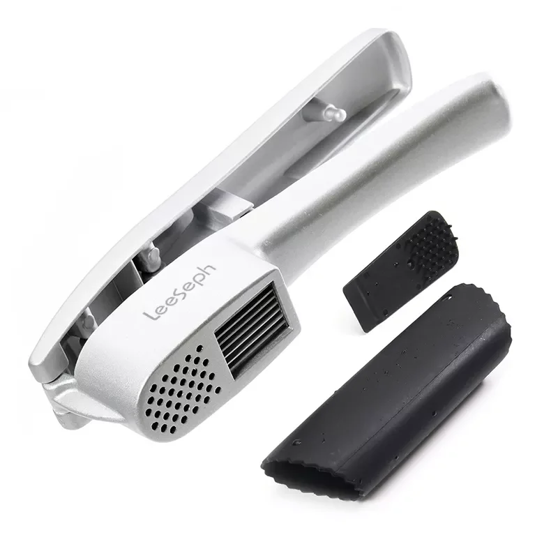 Kitchen Aluminium Garlic Press set with Silicone Tube Roller, Multifunction Cooking Tools by Leeseph
Kitchen Aluminium Garlic Press set with Silicone Tube Roller, Multifunction Cooking Tools by Leeseph