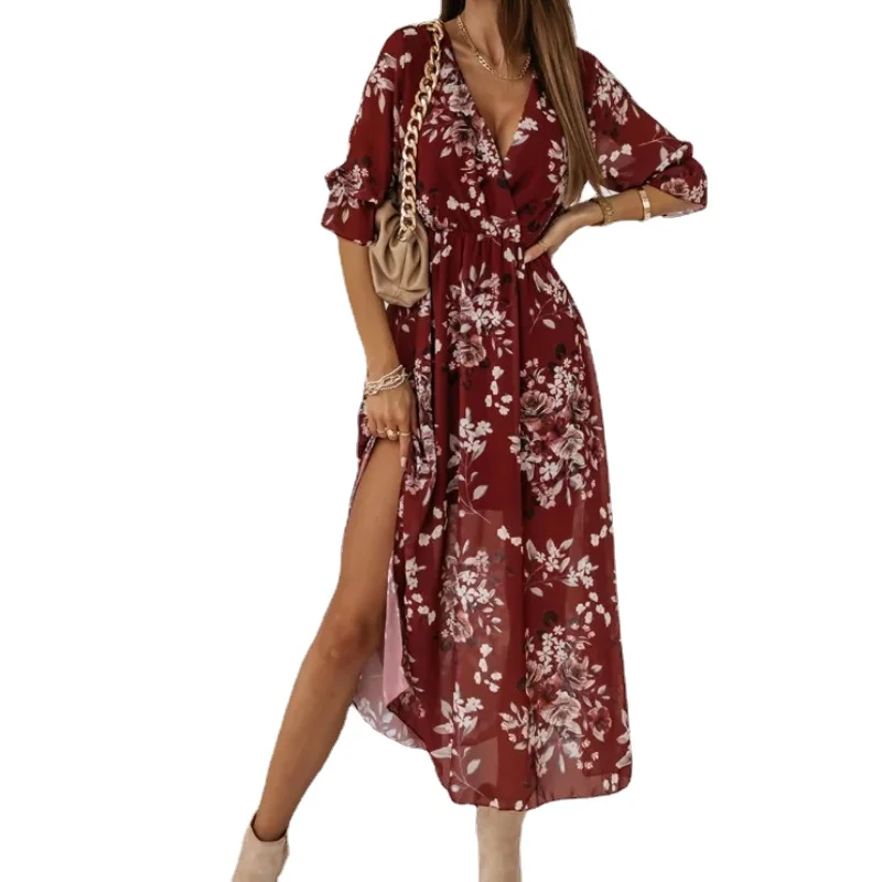 2023 Summer Women's Ruffled Dress Elegant Street Loose Fit Women's Long Dress Sexy Print Retro Party Body Side Split Women Dress
2023 Summer Women's Ruffled Dress Elegant Street Loose Fit Women's Long Dress Sexy Print Retro Party Body Side Split Women Dress