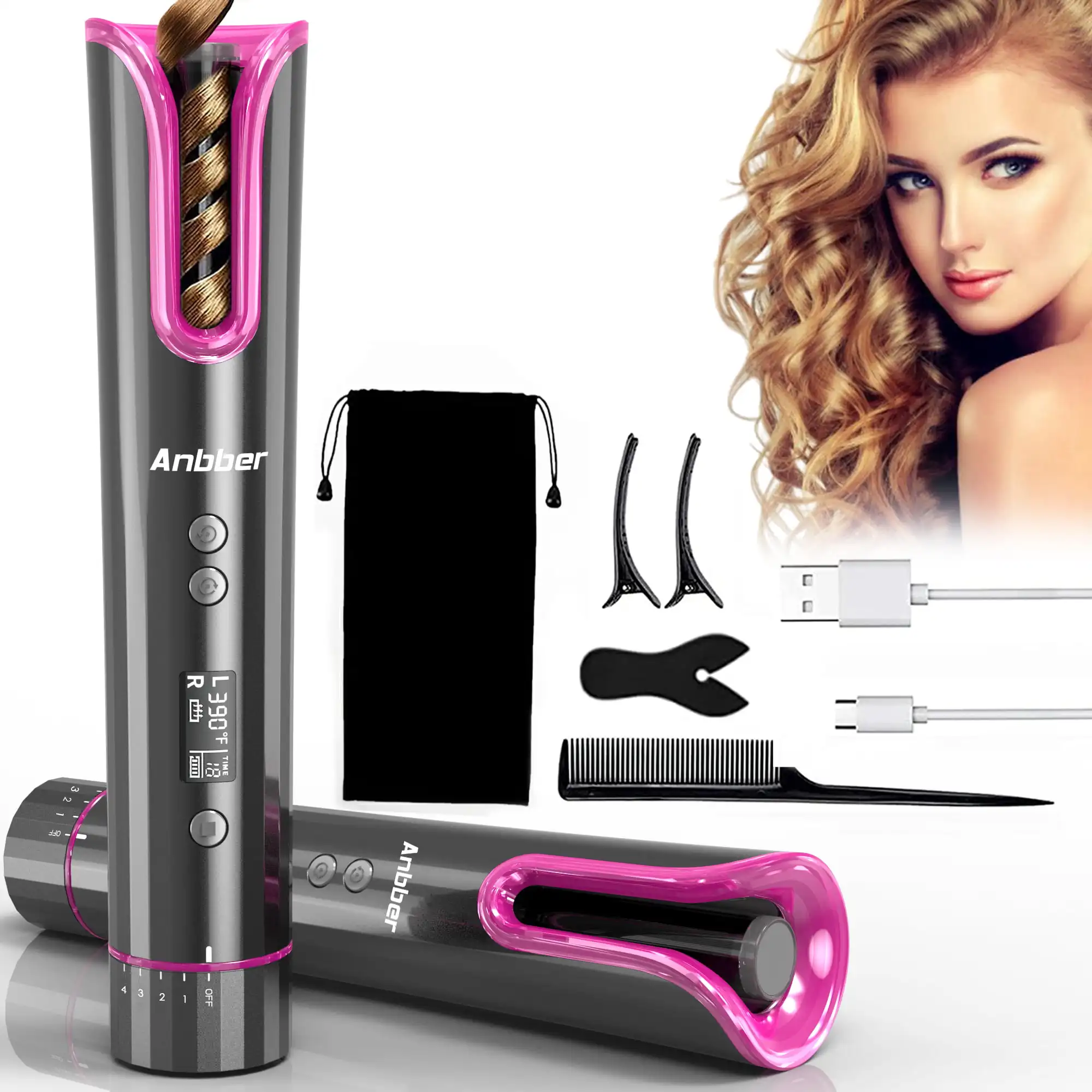 Rechargeable Cordless Auto Hair Curler with LCD Display, Adjustable Temperature & Timer
Rechargeable Cordless Auto Hair Curler with LCD Display, Adjustable Temperature & Timer