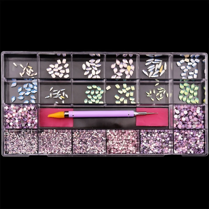 Nail Rhinestones Kit Flatback Nail Art Jewelry Box Multi Shapes with Rhinestones Pickup Tool Packaged in for rhinestone E74C
Nail Rhinestones Kit Flatback Nail Art Jewelry Box Multi Shapes with Rhinestones Pickup Tool Packaged in for rhinestone E74C