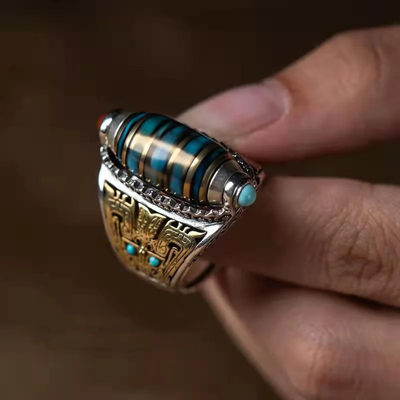 good luck Nine eye Tianzhu ring Rotatable, Six character truth retro domineering ring ring
good luck Nine eye Tianzhu ring Rotatable, Six character truth retro domineering ring ring