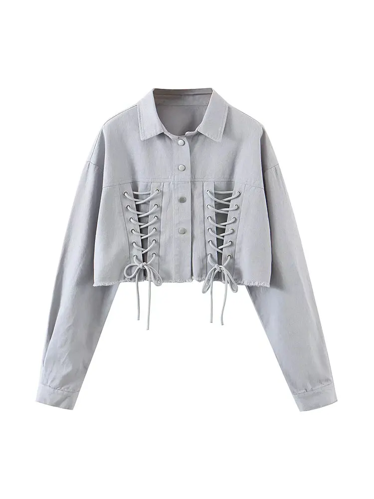 Nlzgmsj ZBZA 2022 Spring Lace Up Jackets Coat Women Solid Turn Down Collar Long Sleeve Short Jacket Outerwear Vintage Top 202203
Nlzgmsj ZBZA 2022 Spring Lace Up Jackets Coat Women Solid Turn Down Collar Long Sleeve Short Jacket Outerwear Vintage Top 202203
