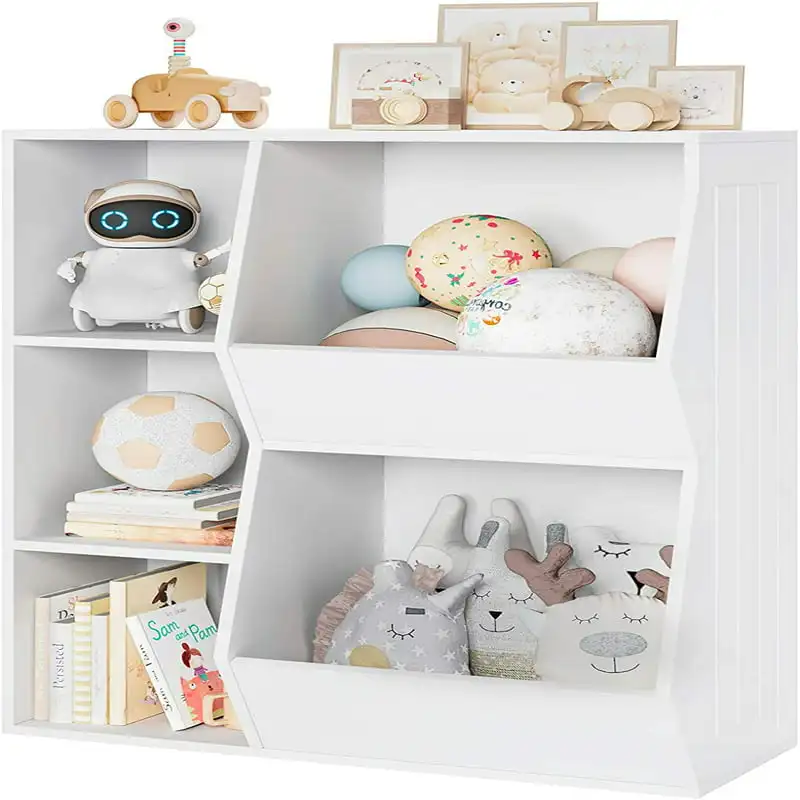 

Cube ' Bookcase, Children's Toy Storage Cabinet, Toddlers' Wide Bookshelf, White Home Storage bins with lids Storage organizer b