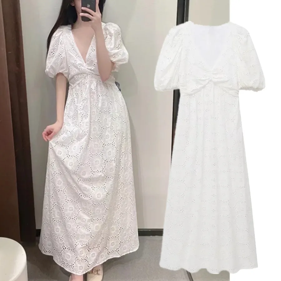 Jenny&Dave 2022 France Style Summer Dress Women Indie Folk V-neck Lace Embroidery Hollow Out Cotton Elegant White Dress
Jenny&Dave 2022 France Style Summer Dress Women Indie Folk V-neck Lace Embroidery Hollow Out Cotton Elegant White Dress