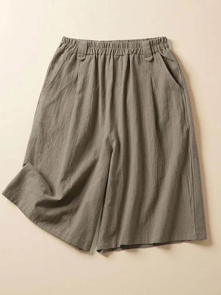 Summer New Cotton Linen Loose Casual Women's Five-point Wide-leg Pants High-waisted Thin Breathable Elastic Waist Shorts Thin
Summer New Cotton Linen Loose Casual Women's Five-point Wide-leg Pants High-waisted Thin Breathable Elastic Waist Shorts Thin