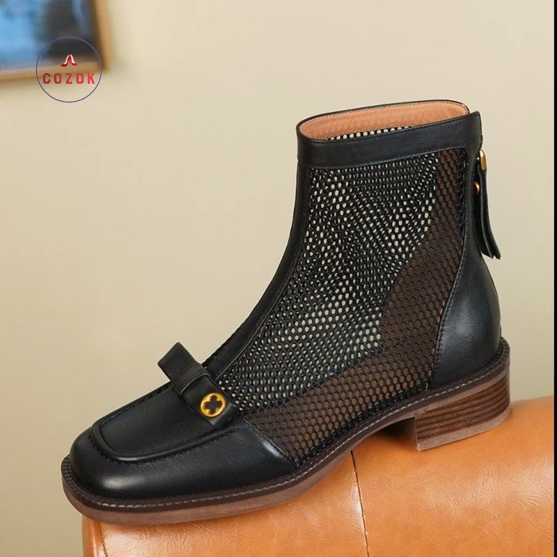 Luxury Retro Female Boots Low Heel Back Zipper Fashion Women's Shoes Women Ankle Boots Mesh Breathable Designer Sandals
Luxury Retro Female Boots Low Heel Back Zipper Fashion Women's Shoes Women Ankle Boots Mesh Breathable Designer Sandals