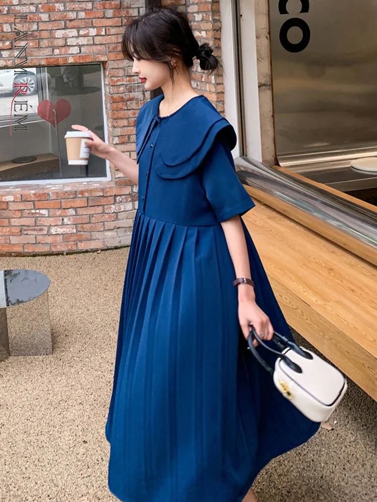 LANMREM Blue Summer Dress Women's Short Sleeves Round Neck Fold Loose High Waist Dresses Female Elegant Clothing 2R3405
LANMREM Blue Summer Dress Women's Short Sleeves Round Neck Fold Loose High Waist Dresses Female Elegant Clothing 2R3405