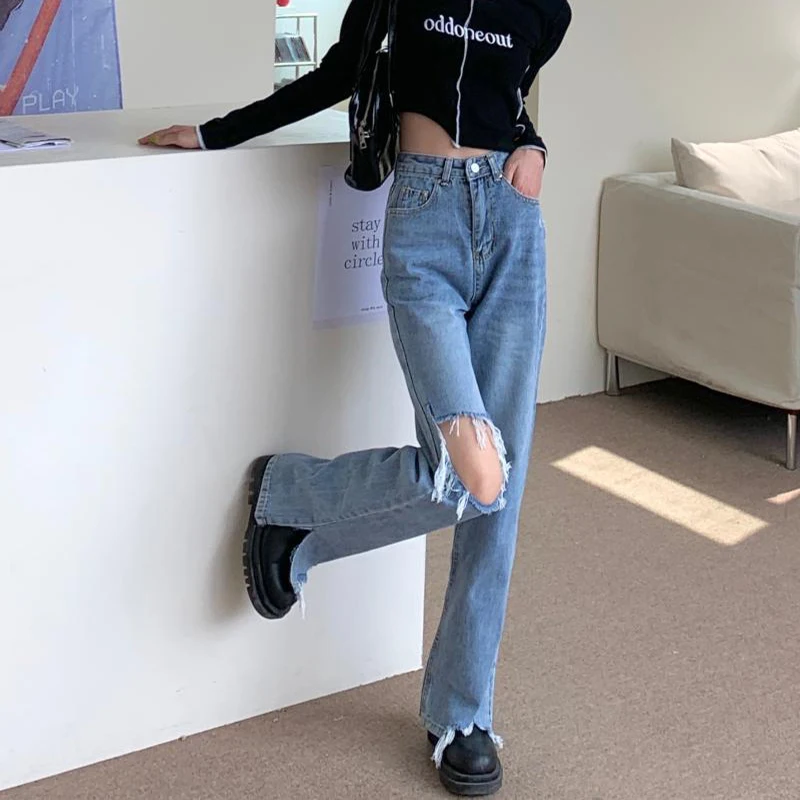 Летние рваные джинсы-кобура, женские потертые повседневные Прямые тонкие брюки с высокой талией, джинсы для мам
Летние рваные джинсы-кобура, женские потертые повседневные Прямые тонкие брюки с высокой талией, джинсы для мам