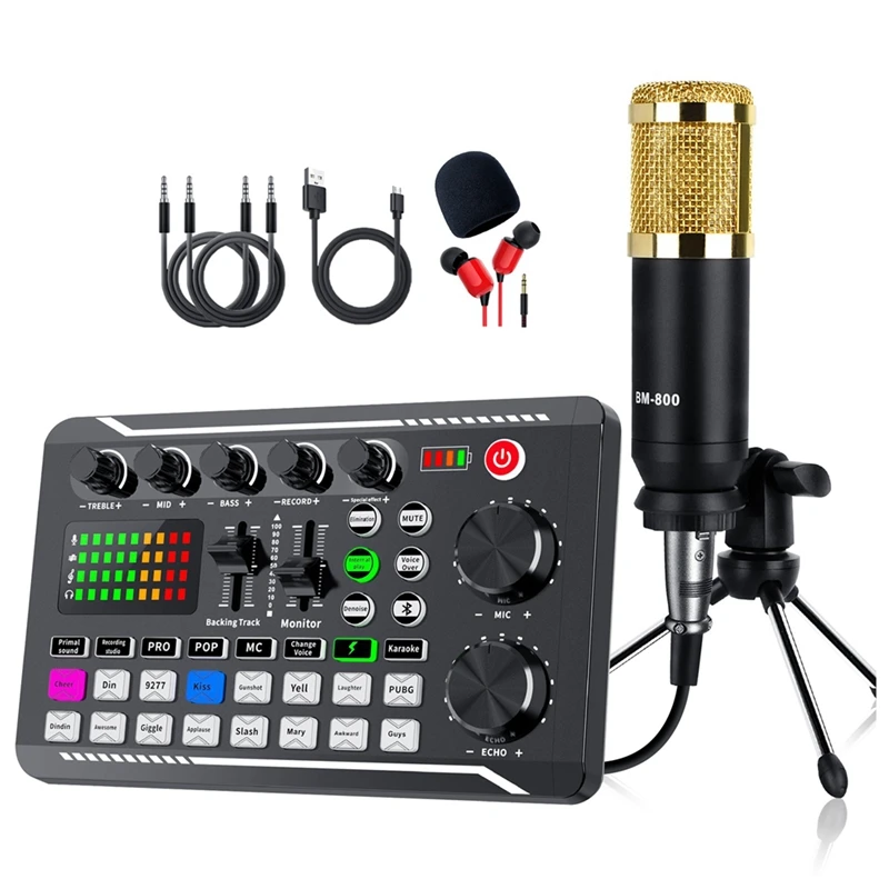 Portable Sound Card Kit PC Microphone Set Accessories Condenser Microphone Set Live Sound Card F998 BM800 Set
Portable Sound Card Kit PC Microphone Set Accessories Condenser Microphone Set Live Sound Card F998 BM800 Set