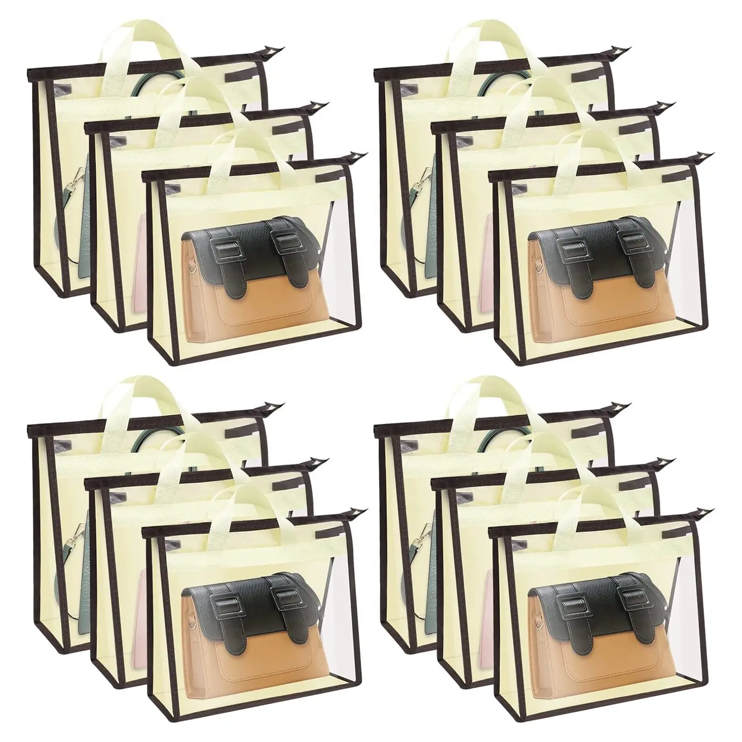12 Pack Dust Bags for Handbags Purse Storage Organizer Clear Handbag Storage with Zipper and Handles Beige
12 Pack Dust Bags for Handbags Purse Storage Organizer Clear Handbag Storage with Zipper and Handles Beige