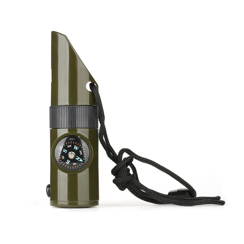

Outdoor Professional 7-in-1 Multifunctional Survival Whistle Emergency Rescue with Compass Thermometer High Frequency Whistle