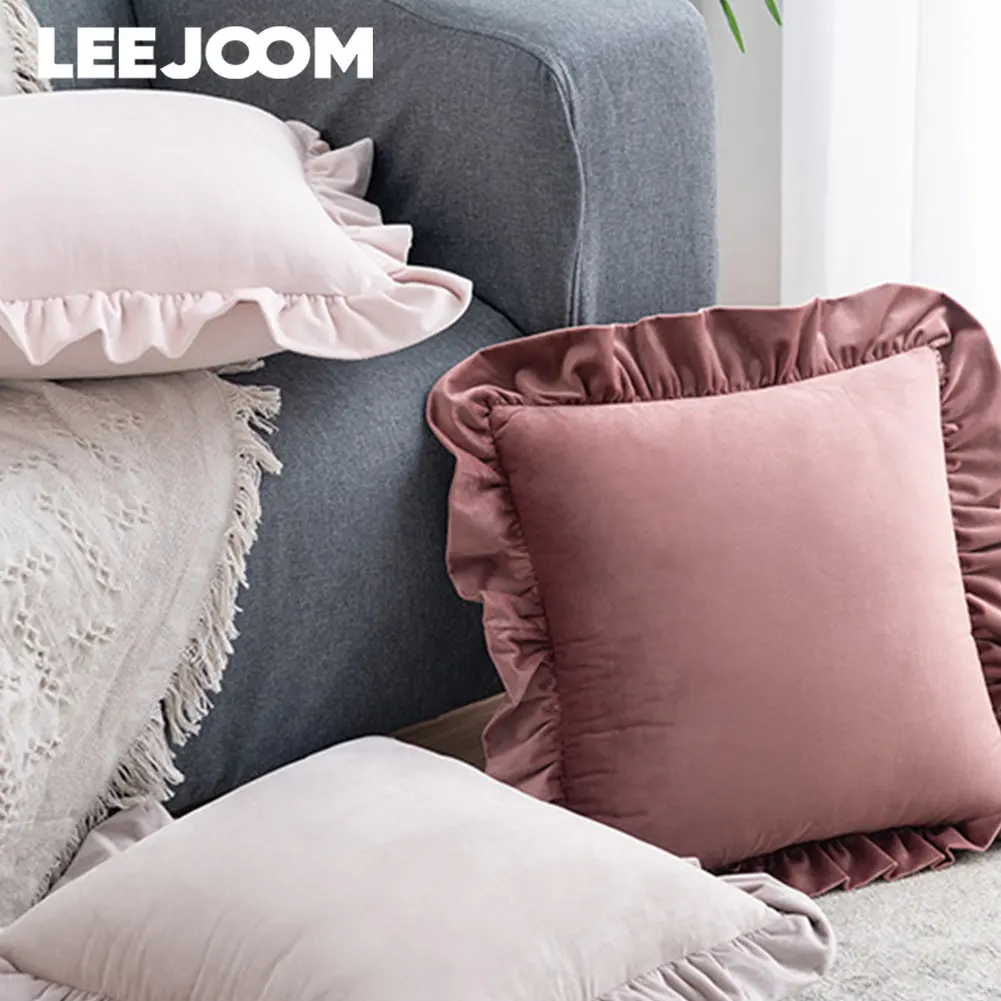 

Leejoom Luxury Soft Pillowcase Sofa Cushion Pillow Cover Velvet Ruffle Cushion Cover Home Decor 30x50cm/45x45cm/50x50cm 1pc