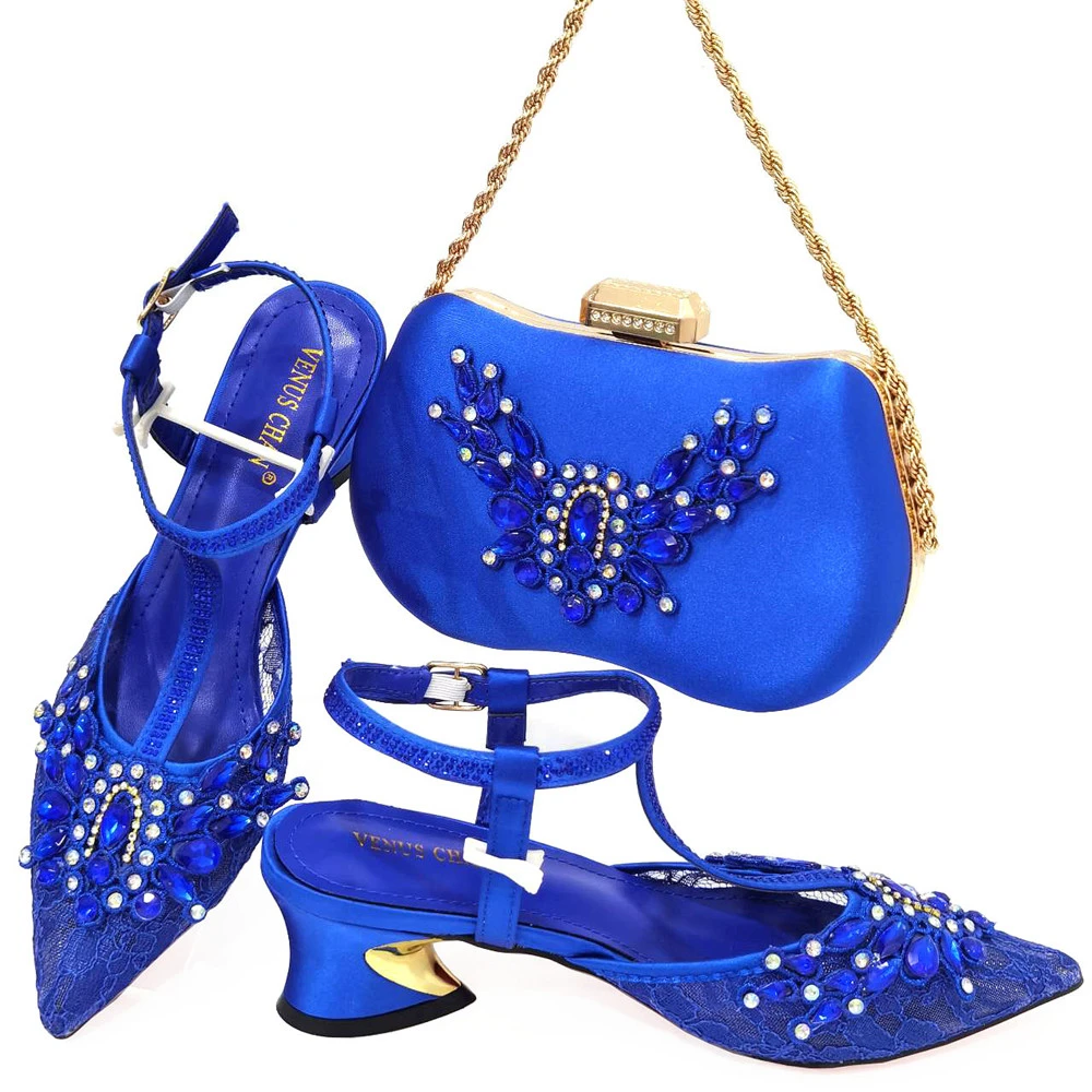 

Набор из туфель и сумок doershow в итальянском стиле, новинка 2023, женская модель, итальянская обувь синего цвета с подходящей сумкой