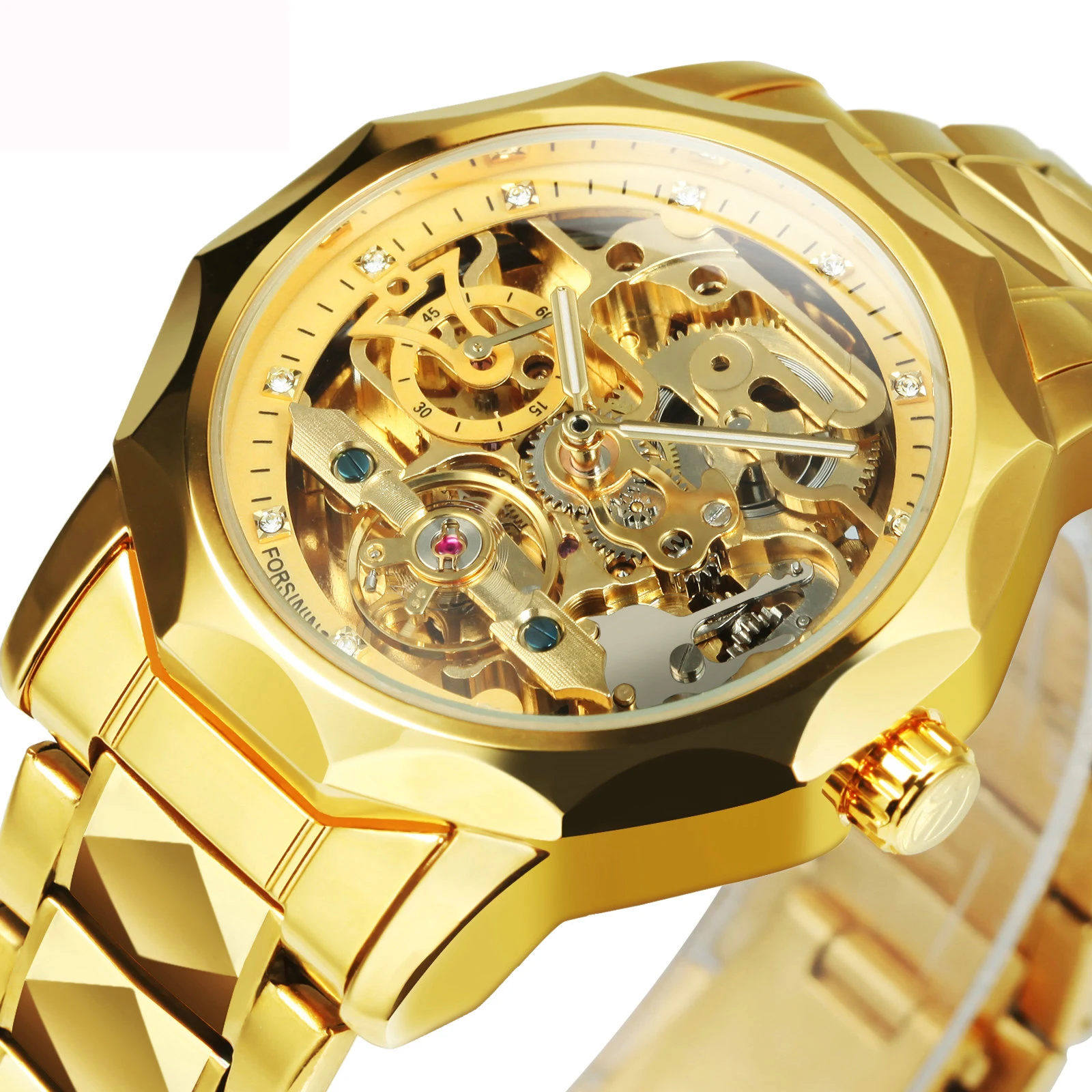 Gold Tourbillon Automatic Watch for Men Fashion Diamond Luminous Luxury Brand Skeleton Mechanical Watches Stainless Steel Strap
Gold Tourbillon Automatic Watch for Men Fashion Diamond Luminous Luxury Brand Skeleton Mechanical Watches Stainless Steel Strap
