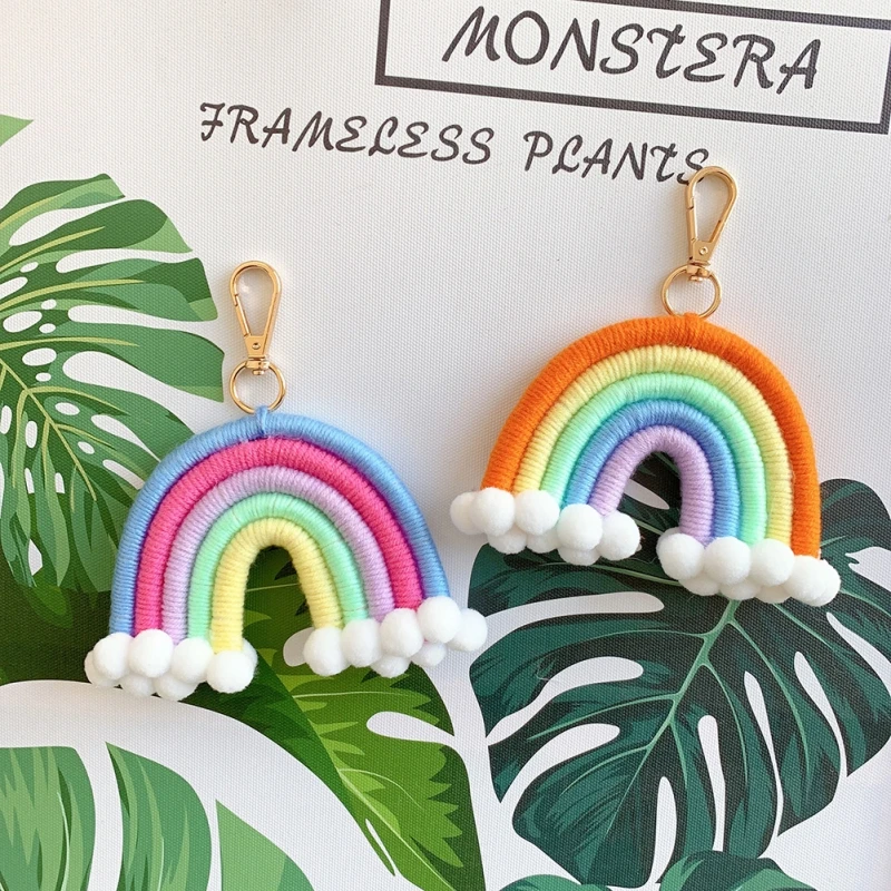 Weaving Rainbow Keychains for Women Boho Handmade Rainbow Key Holder Keyring Macrame Bag Charm Car Hanging Pendant
Weaving Rainbow Keychains for Women Boho Handmade Rainbow Key Holder Keyring Macrame Bag Charm Car Hanging Pendant