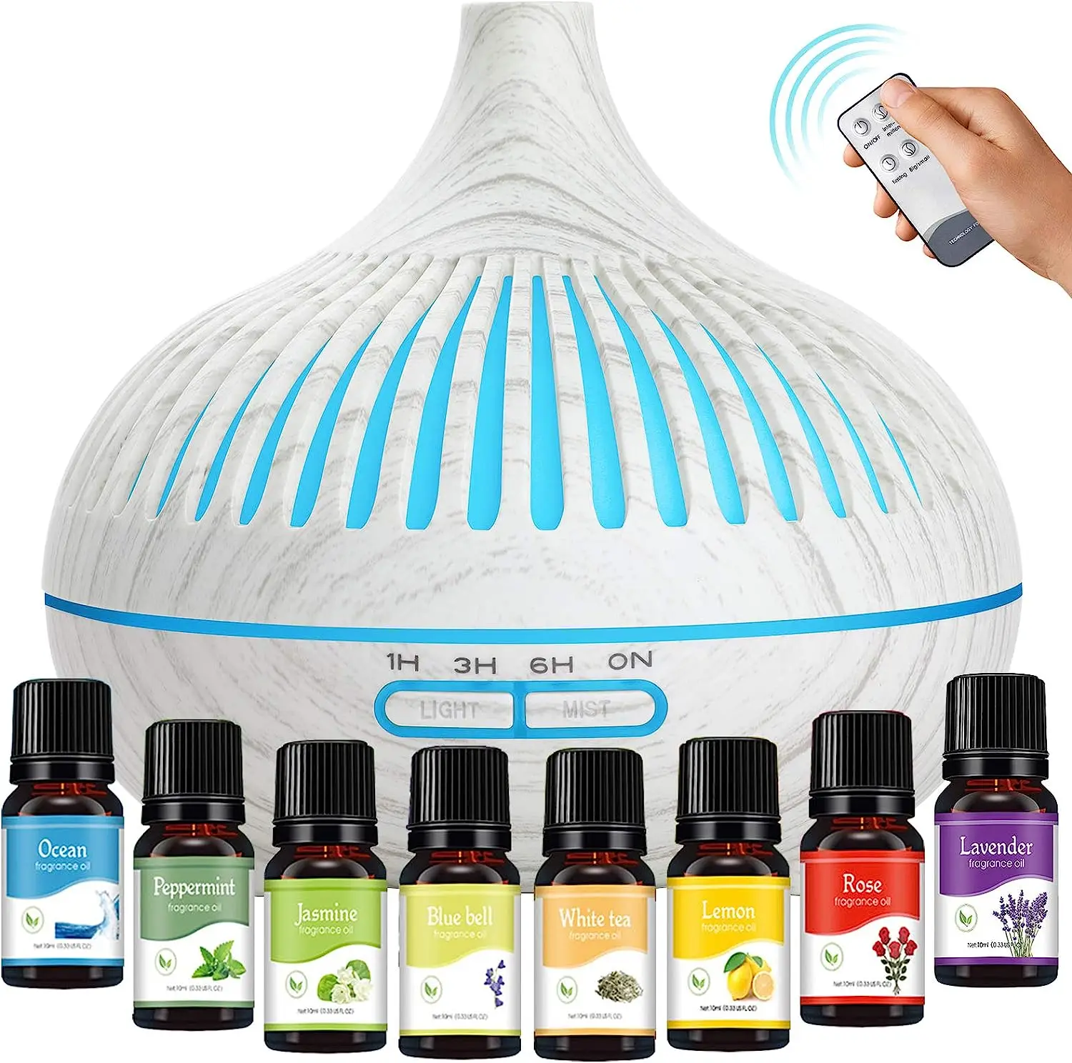 Difusor de Aceites Esenciales 500ML, 8 * 10ML Aceites Esenciales + Humidificador Ultrasónico Purificador de Aire Difusor de Ac
Difusor de Aceites Esenciales 500ML, 8 * 10ML Aceites Esenciales + Humidificador Ultrasónico Purificador de Aire Difusor de Ac