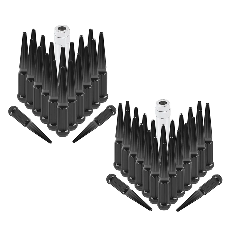 M14X1.5 Wheel Spike Black Lug Nuts With 1 Socket Key Kit For Chevy Silverado 1500 2500 3500, F-150 F-250 F-350 (Pack Of 20)
M14X1.5 Wheel Spike Black Lug Nuts With 1 Socket Key Kit For Chevy Silverado 1500 2500 3500, F-150 F-250 F-350 (Pack Of 20)
