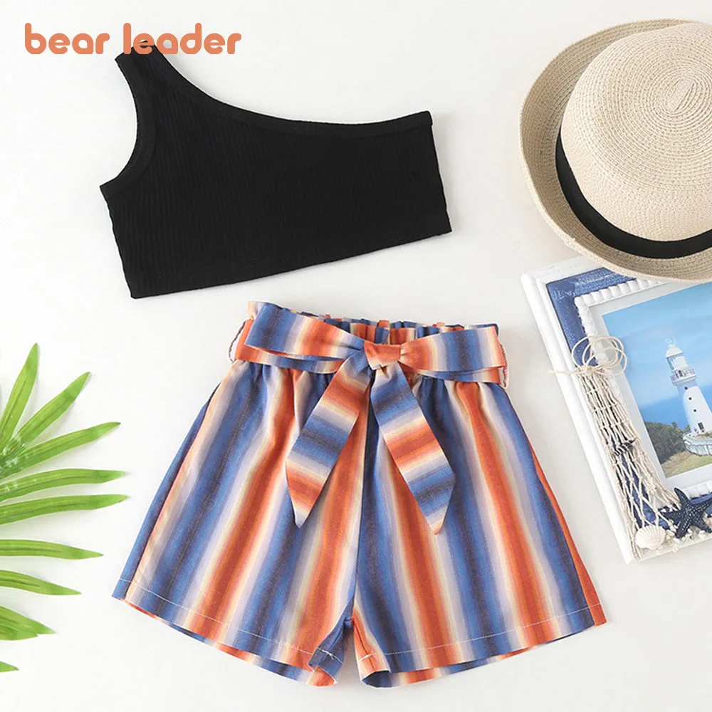 Bear Leader Summer Fashion Clothes Sets For Baby Girls Summer Sleeveless Black Tops and Colorful Stripe Bow Shorts Outfit 2Pcs
Bear Leader Summer Fashion Clothes Sets For Baby Girls Summer Sleeveless Black Tops and Colorful Stripe Bow Shorts Outfit 2Pcs