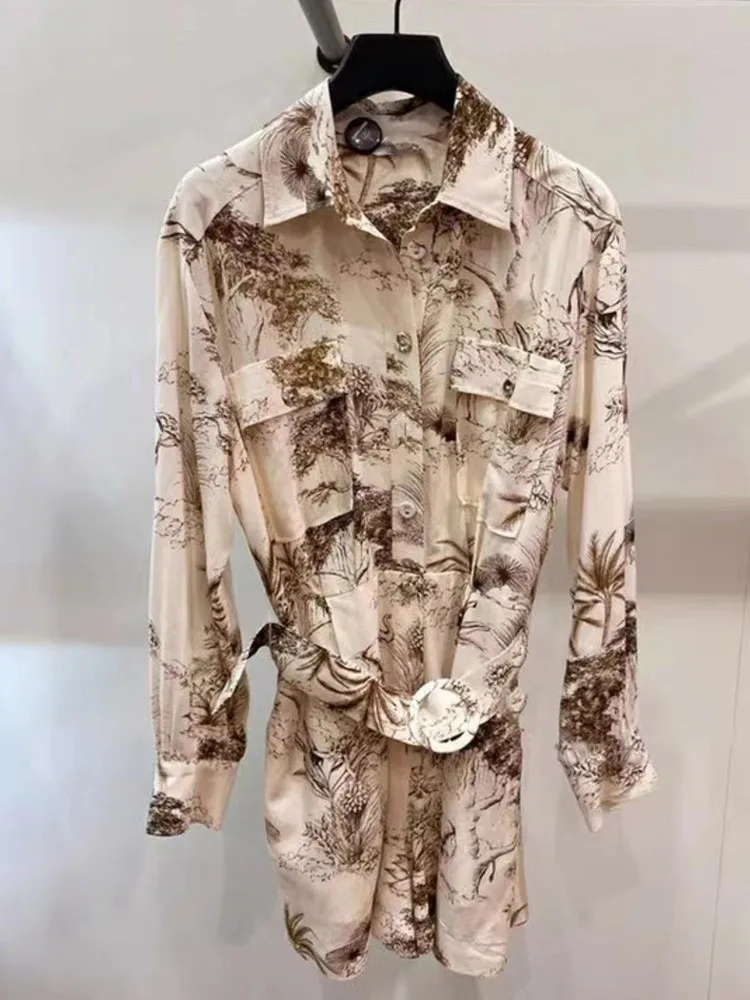 Retro Women Turn-Down Collar Rompers 2023 Summer Single Breasted Long Sleeve Print Sashes Playsuits for Lady with Pockets
Retro Women Turn-Down Collar Rompers 2023 Summer Single Breasted Long Sleeve Print Sashes Playsuits for Lady with Pockets