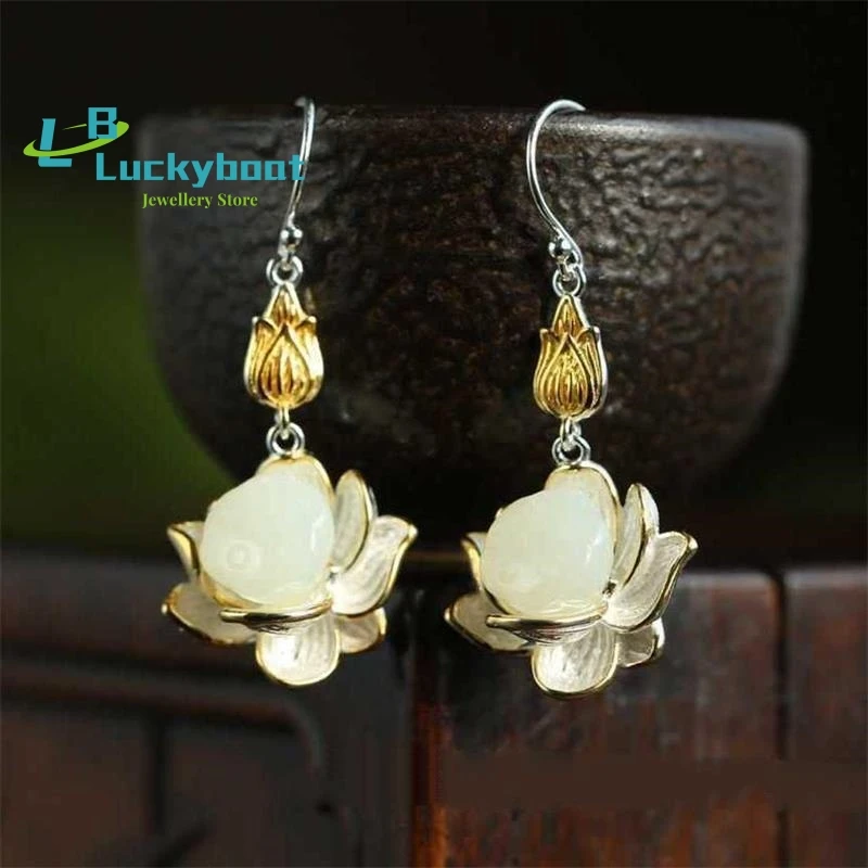 White Jade Flower Earrings Women Zircon Natural Gemstone Charm 925 Silver Amulet Fashion Gifts Chalcedony Jewelry Crystal
White Jade Flower Earrings Women Zircon Natural Gemstone Charm 925 Silver Amulet Fashion Gifts Chalcedony Jewelry Crystal