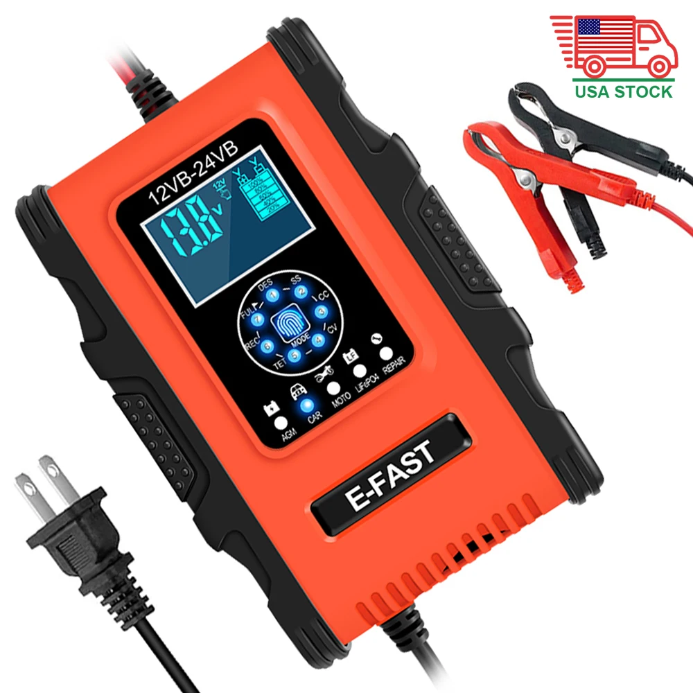 US Stock Car Battery Chargers 12V/12A 24V/6A Smart Battery Maintenance Trickle Chargers For Car Truck Boats
US Stock Car Battery Chargers 12V/12A 24V/6A Smart Battery Maintenance Trickle Chargers For Car Truck Boats