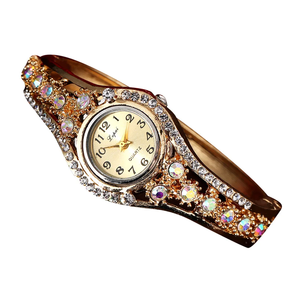 

Lvpai Brand Luxury Crystal Gold Watches Women Fashion Bracelet Quartz Wristwatch Rhinestone Ladies Fashion Watch Dropshiping