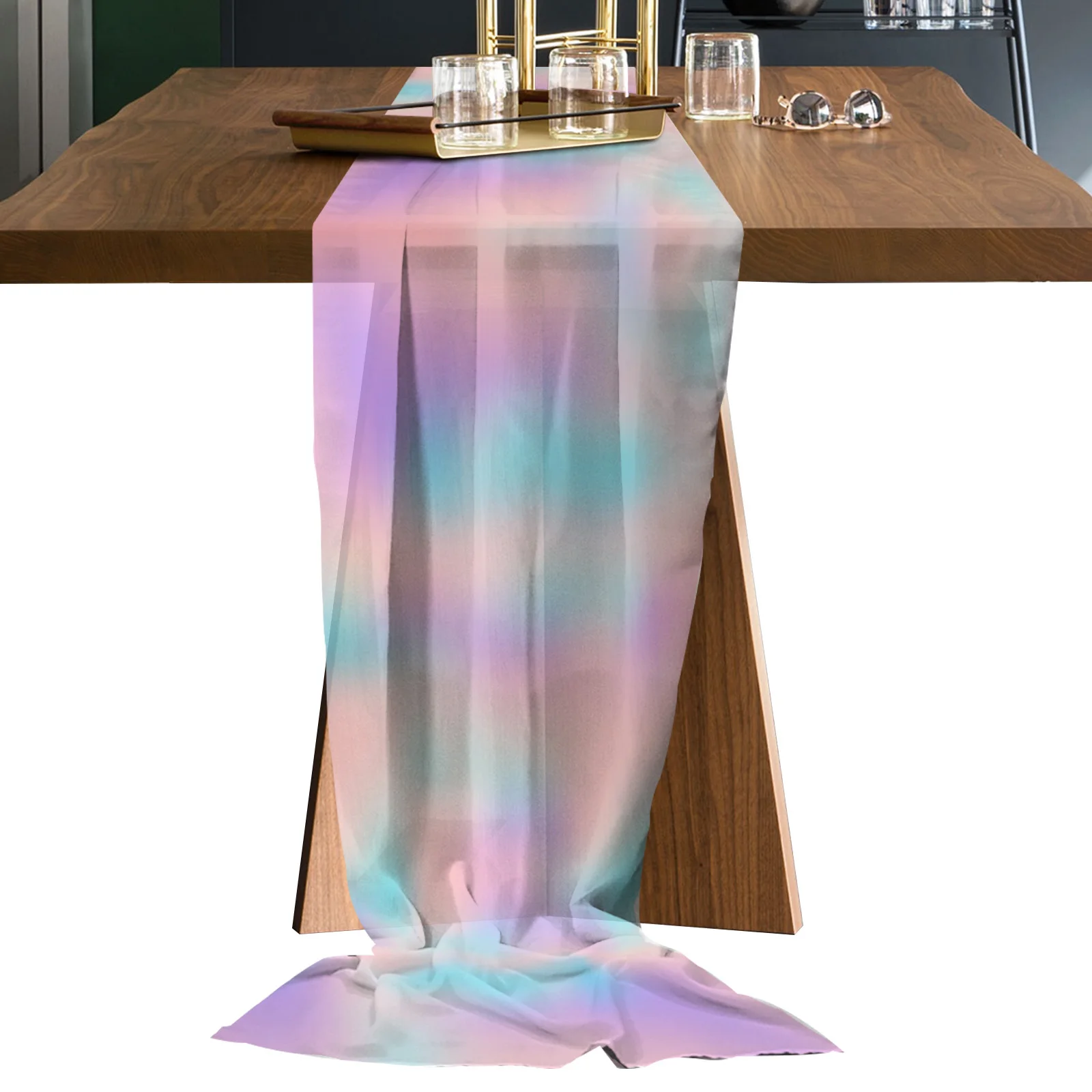 Rainbow Gradient Table Runner Sheer Chiffon Luxury Boho Wedding Party Birthday Gauze Tablecloth
Rainbow Gradient Table Runner Sheer Chiffon Luxury Boho Wedding Party Birthday Gauze Tablecloth