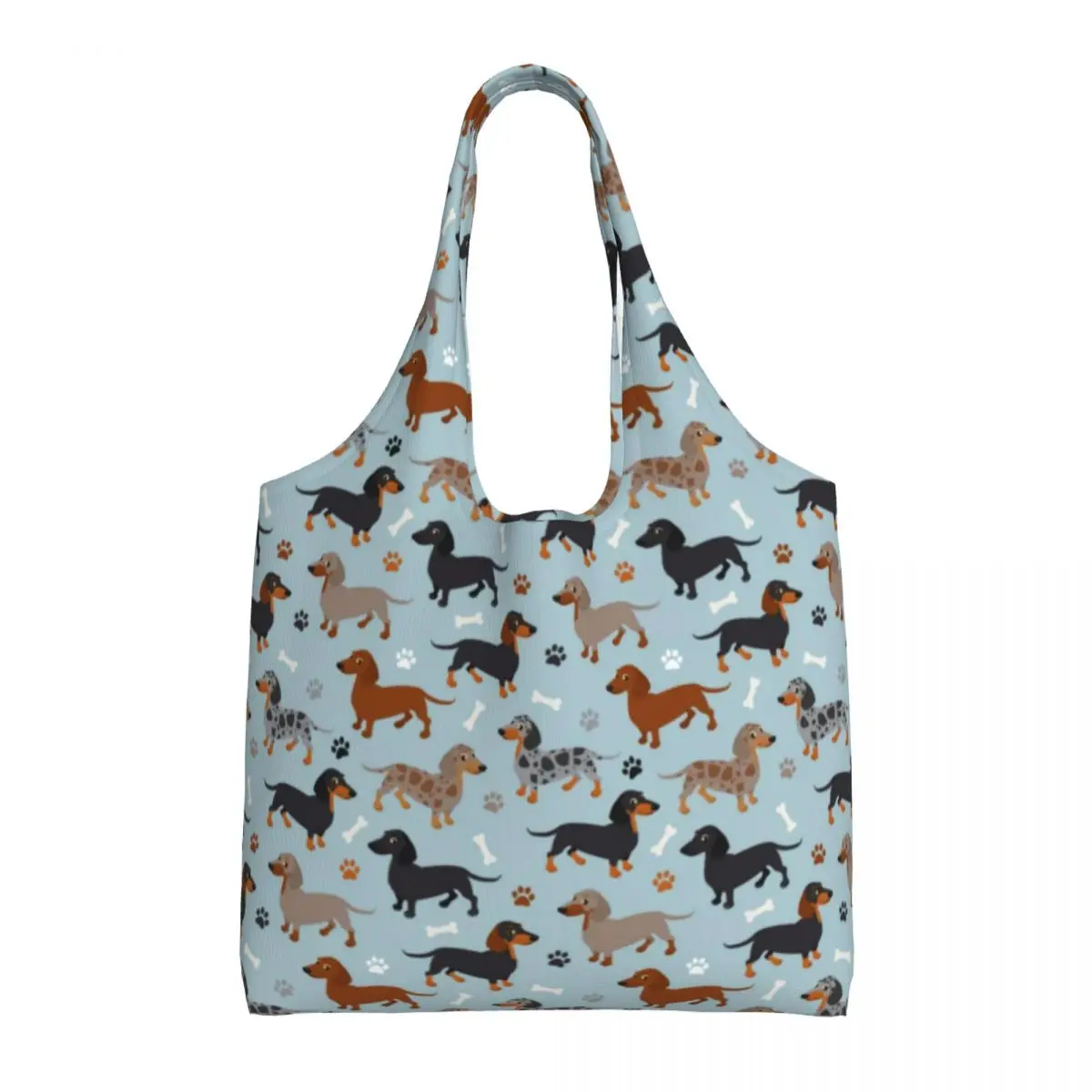 ADog Print Shopping Bag Dachshund Paws and Bones Vintage Polyester Work Handbag Female Gift Bags
ADog Print Shopping Bag Dachshund Paws and Bones Vintage Polyester Work Handbag Female Gift Bags