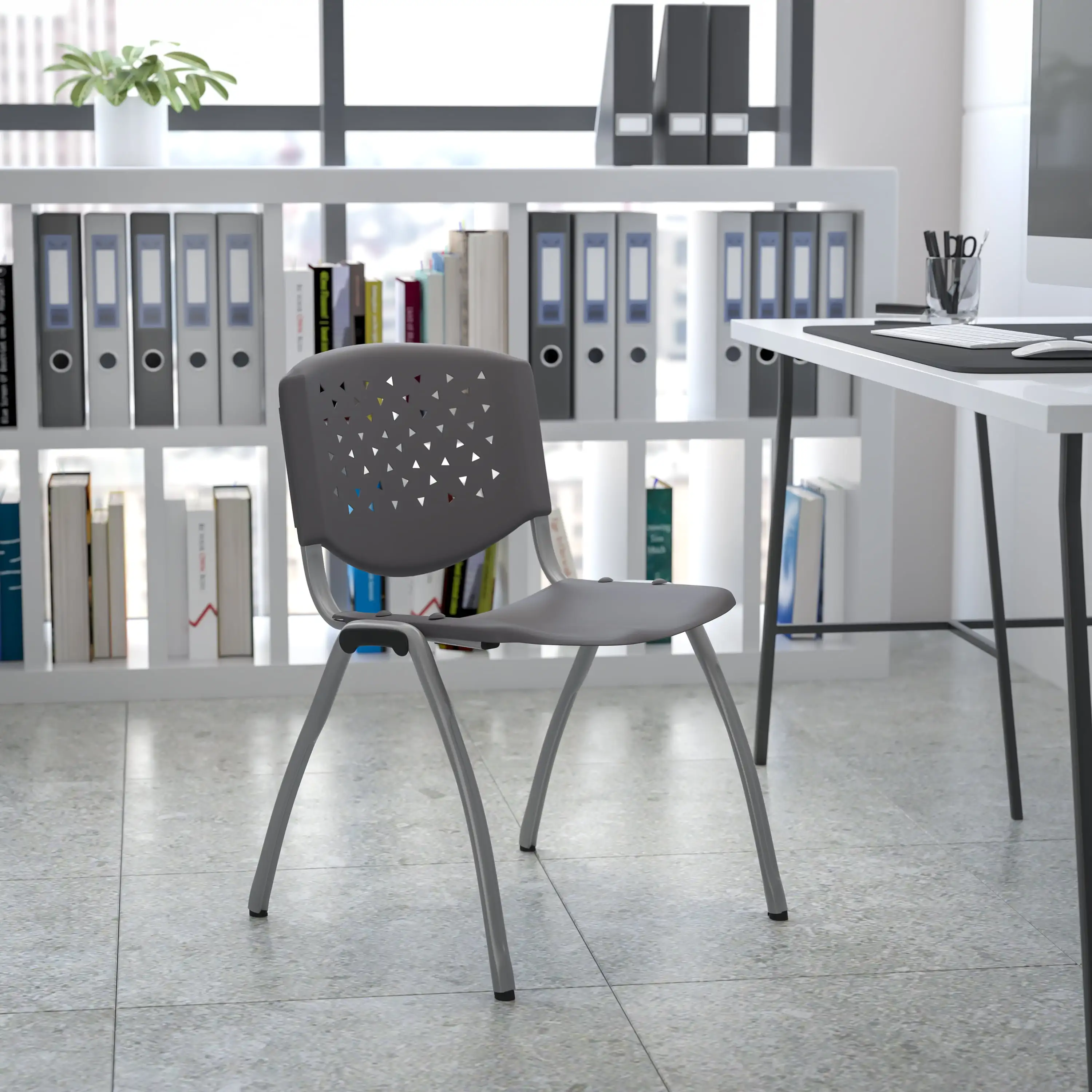 Flash Furniture HERCULES Series 880 lb. Capacity Gray Plastic Stack Chair with Titanium Gray Powder Coated Frame
Flash Furniture HERCULES Series 880 lb. Capacity Gray Plastic Stack Chair with Titanium Gray Powder Coated Frame