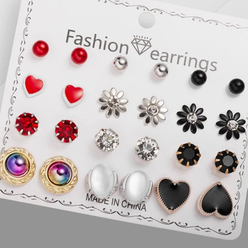 Heart Stud Earrings Set for Women Piercing Crystal Zircon Flower Butterfly Round Geometric Statement Wedding Jewelry Girl Gifts
Heart Stud Earrings Set for Women Piercing Crystal Zircon Flower Butterfly Round Geometric Statement Wedding Jewelry Girl Gifts